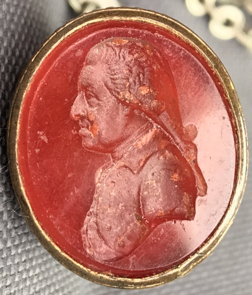 18th century Glass Intaglio Portrait Seal 
