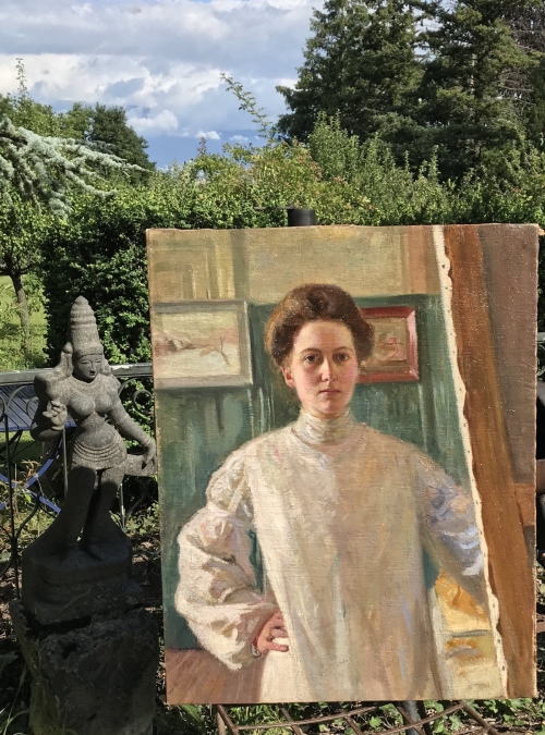 Woman Artist Self Portrait Painting around 1900 
