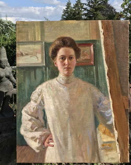 Woman Artist Self Portrait Painting around 1900 