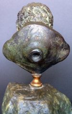 A Renaissance Bronze Oil Lamp after a Roman Head of a Nubian